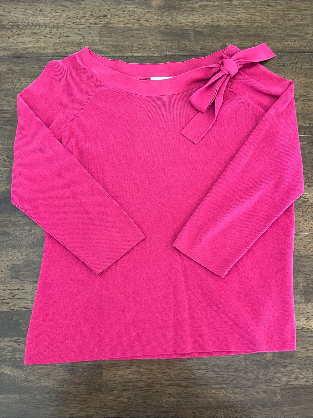 LOFT Pink Top Bow on Shoulder Business Casual Office Chic Prep Classic Sz Large